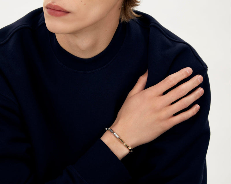 bracelet-segment-argent-925-or-jaune-18ct-27g-bijoux-pour-homme